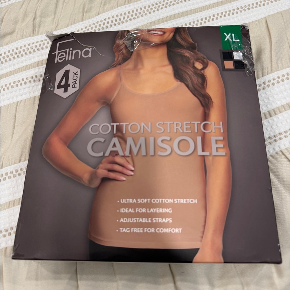 Felina Cotton Stretch Camisole 4-Pack New, Size XL